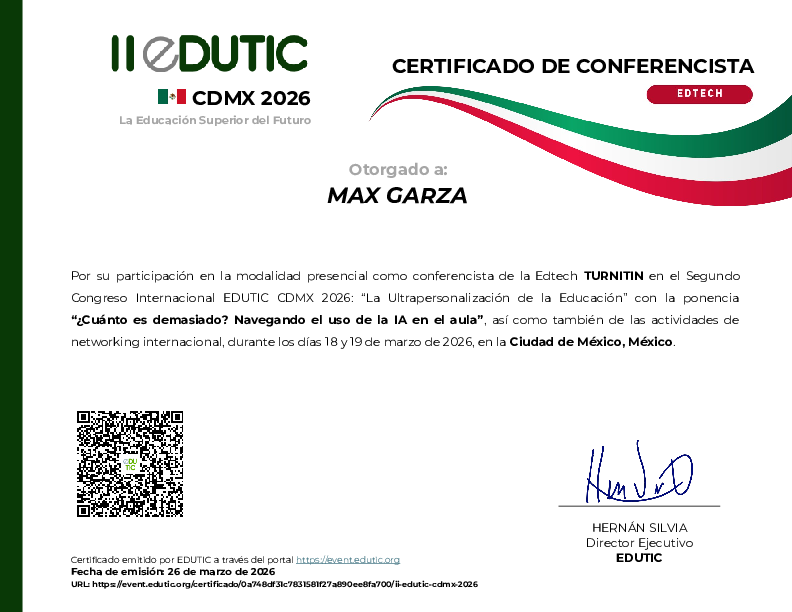 Certificado | Conferencista Edtech | II EDUTIC CDMX 2026